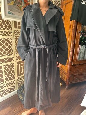 SKIMS Black Long Tie-Waist Trench Coat